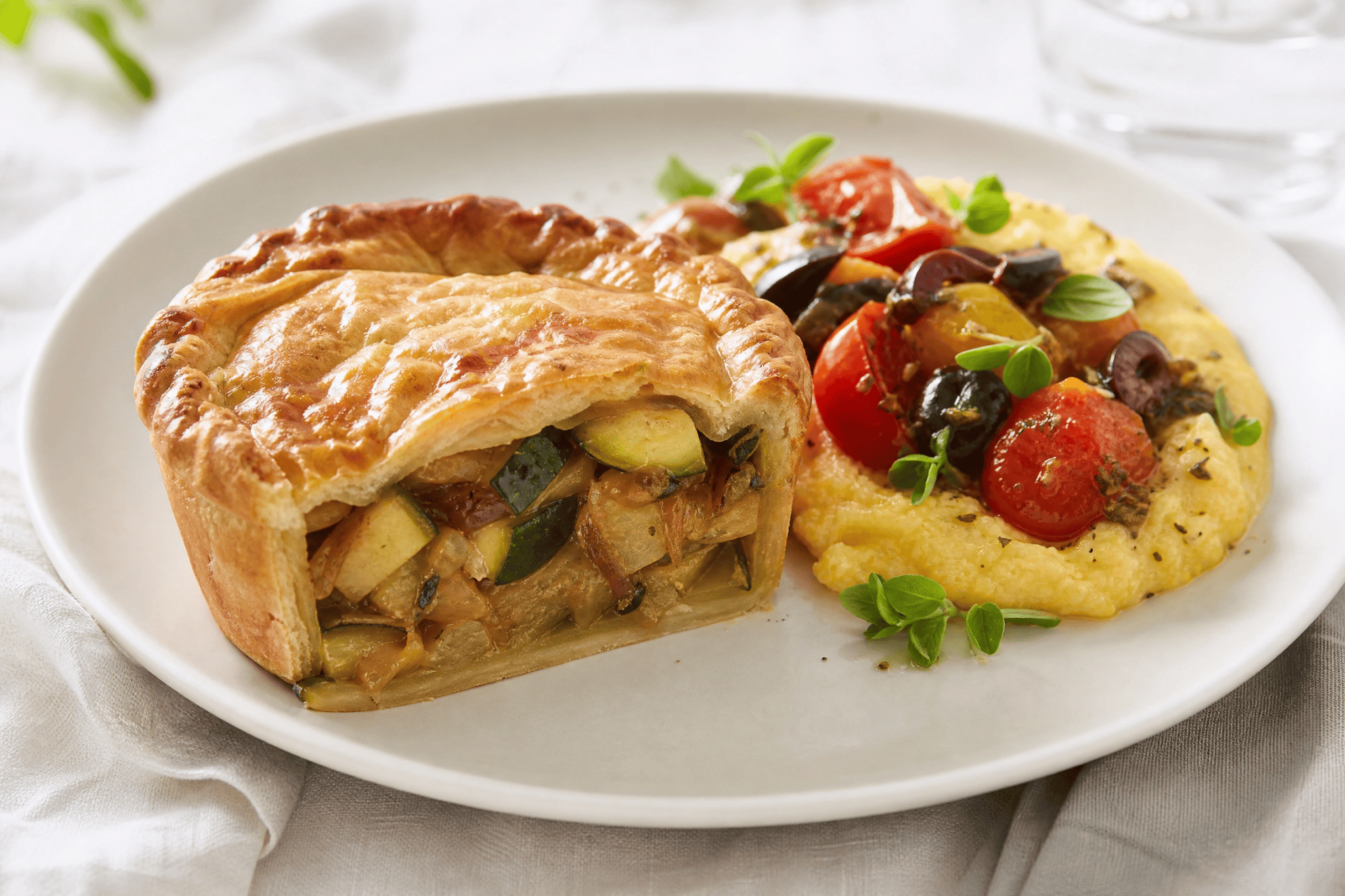 Vegetarmeny med pai og salat, glutenfri, ferske grønnsaker, Akershus Gourmet.